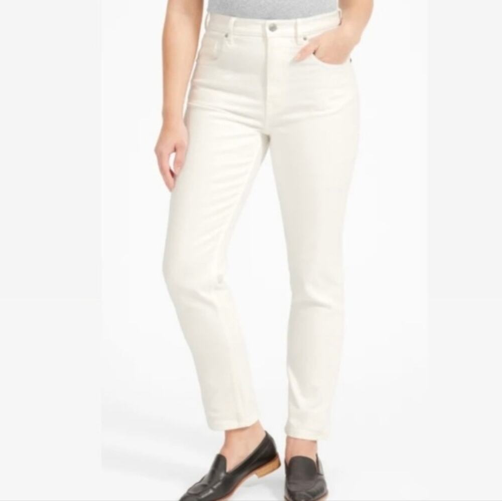 Everlane The High-Rise Cheeky Straight Leg Jean Bone White Japanese Denim NWT 33
